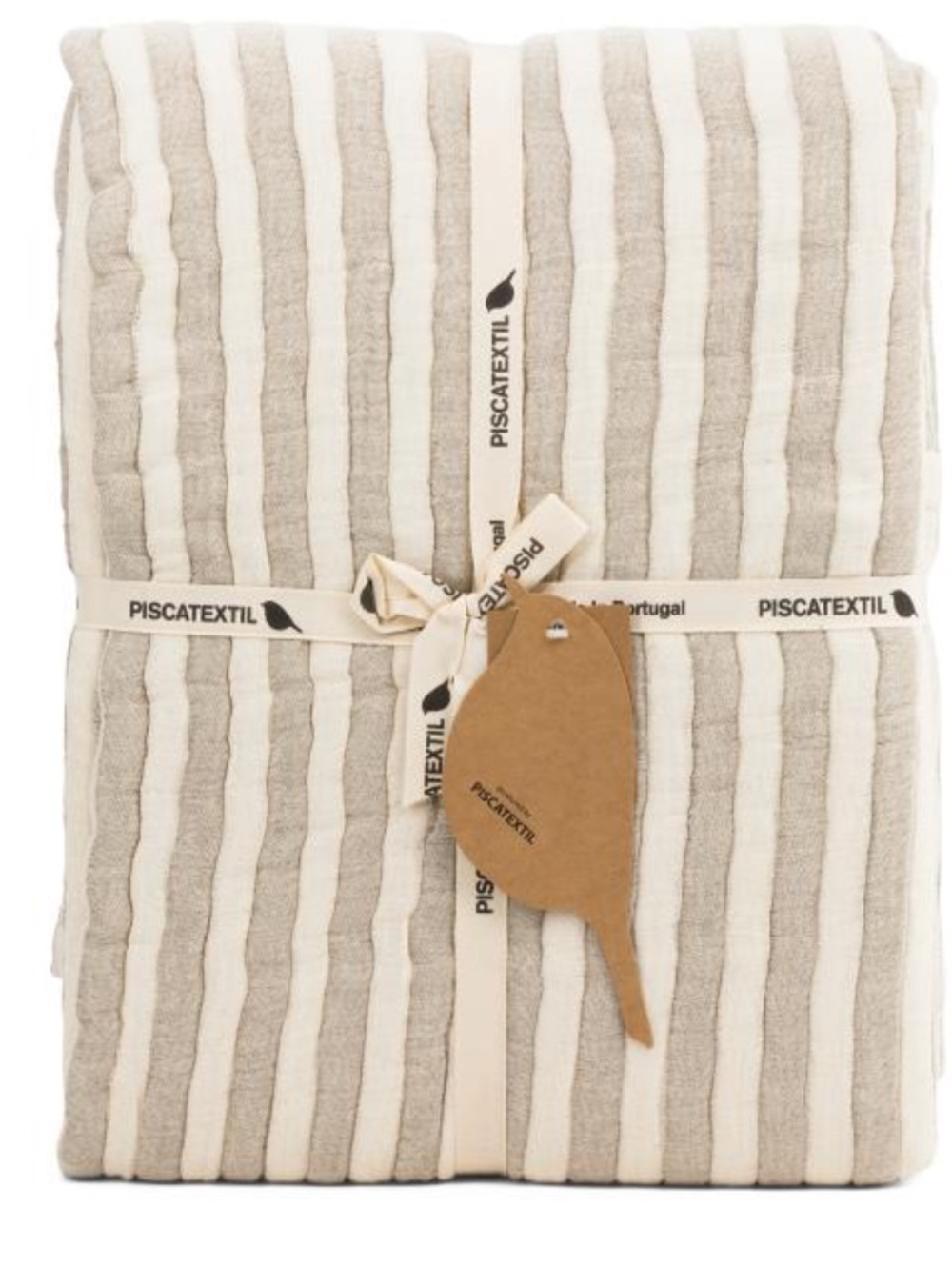 PISCATEXTIL striped coverlet Beige & White